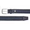 Echt natuurleren gevlochten riem in navy kleur