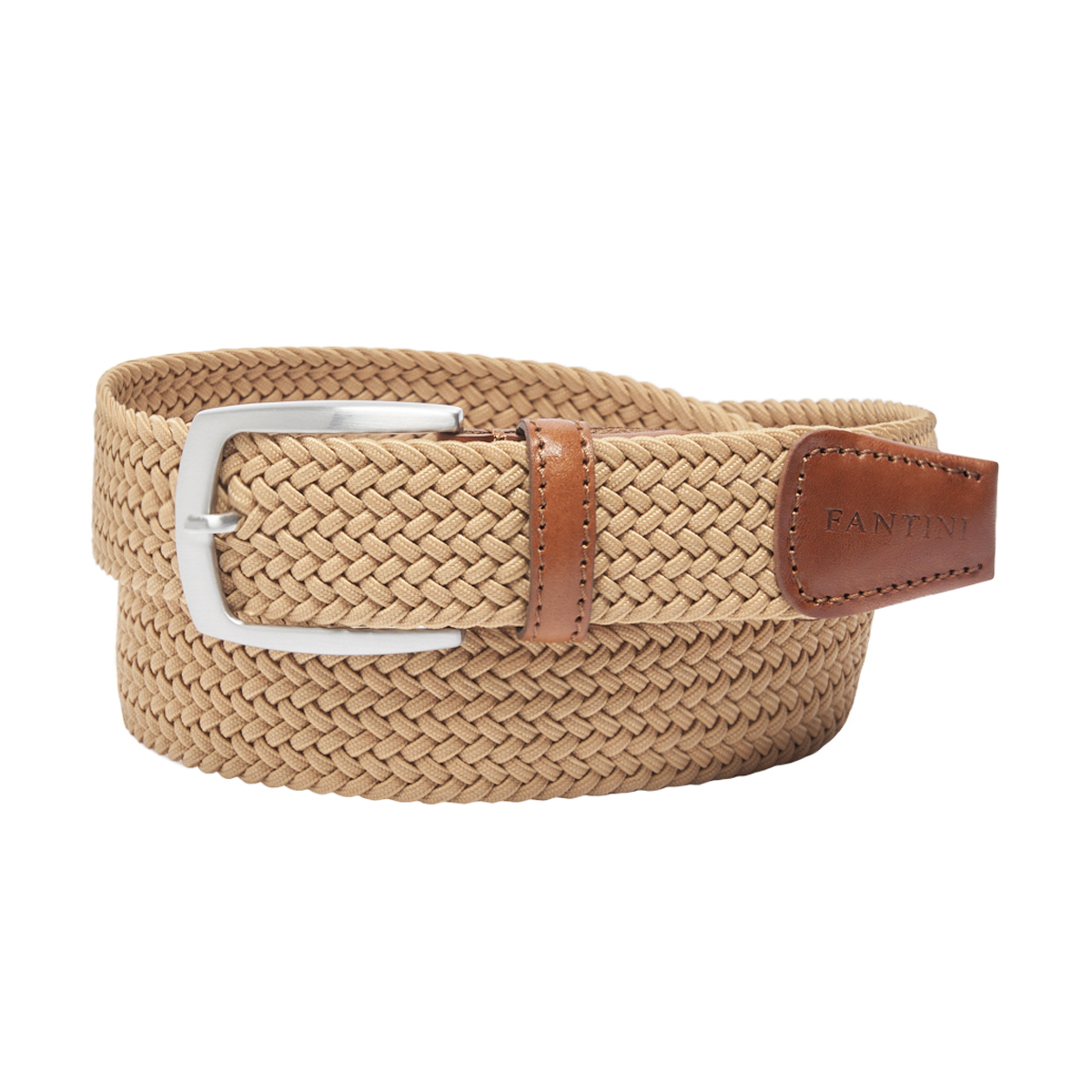 Unisex riem vervaardigd uit touw en authentiek leer in honingtint